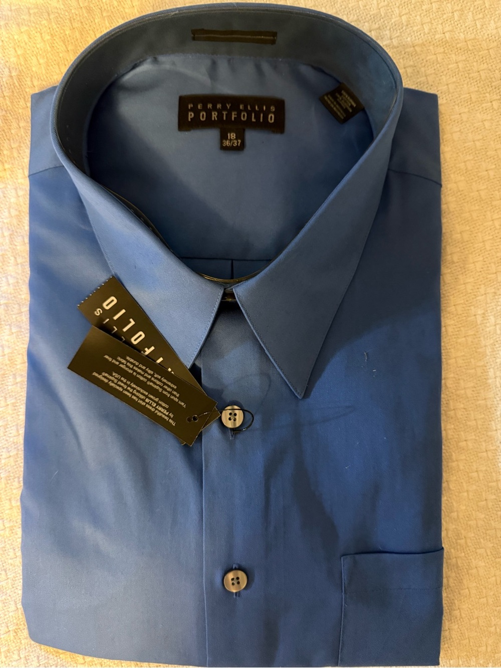 Perry Ellis Blue Dress Shirt - Men's Classic Point Collar